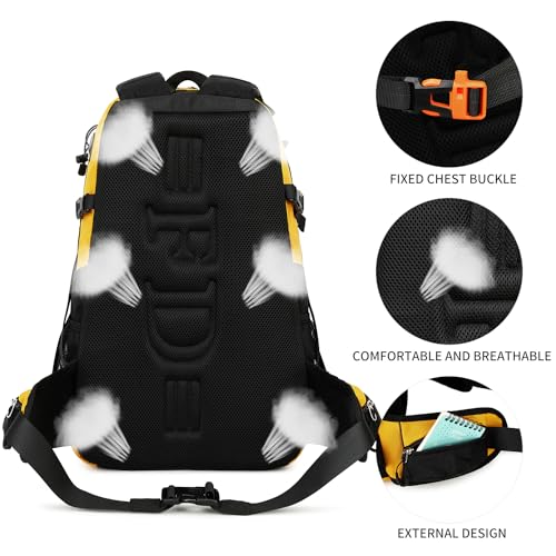 FENGDONG 40L Waterproof Lightweight Outdoor Daypack Hiking,Camping,Travel Backpack for Men Women Yellow - color: Yellow