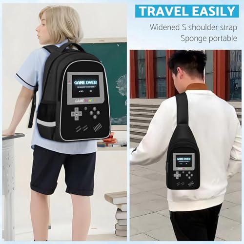 TILYTADLY School Backpack For Boys - Gamer Boys Backpack For Kids Children Teens Elementary Middle School - Ages 6-18，17″ - color: 1-black-set2