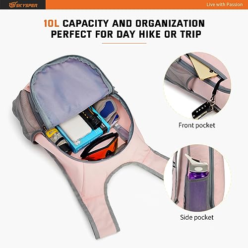 SKYSPER Small Daypack 10L Hiking Backpack Packable Lightweight Travel Day Pack for Women Men - color: Rosy, size: 10l