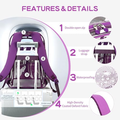 Cusangel Clear TPU XL Backpack for Girls Women,18" See Through Heavy Duty Bookbag,warehouses, school and other security check locations(Purple) - color: Purple-18in