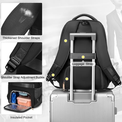 BOVIP Travel Backpack For Men Women,40L Carry On Backpack Flight Approved,TSA Personal Item Travel Bag Fits 17 Inch Laptop,Business Weekender Overnight Daypack Black - color: Black