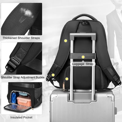 BOVIP Travel Backpack For Men Women,40L Carry On Backpack Flight Approved,TSA Personal Item Travel Bag Fits 17 Inch Laptop,Business Weekender Overnight Daypack Black - color: Black