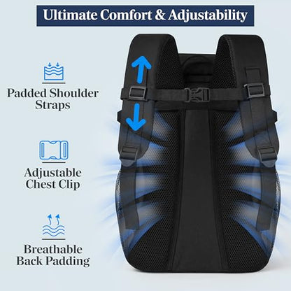 SUN CUBE Cooler Backpack 33 Can, Leakproof Insulated Backpack Cooler for Men Women, Camping Cooler Backpack for Beach Travel Hiking, Waterproof Lunch Backpack - color: Black
