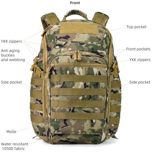 AMHEH 32L 1050D Urban Tactical Laptop Backpack, 17 Inch Computer, Camo | Suspended Tech Compartment, MOLLE Daypack, Everyday Carry, Commuting, Airplane Travel Approved, Get Home Bag - color: Camo