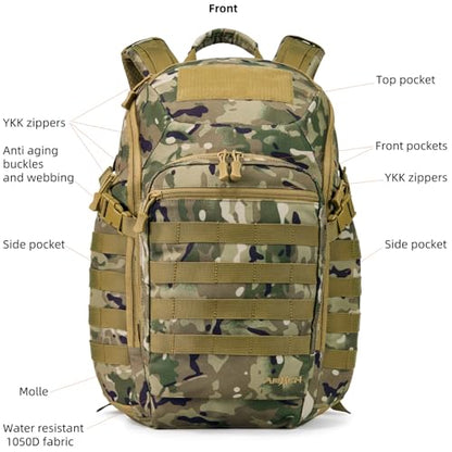 AMHEH 32L 1050D Urban Tactical Laptop Backpack, 17 Inch Computer, Camo | Suspended Tech Compartment, MOLLE Daypack, Everyday Carry, Commuting, Airplane Travel Approved, Get Home Bag - color: Camo