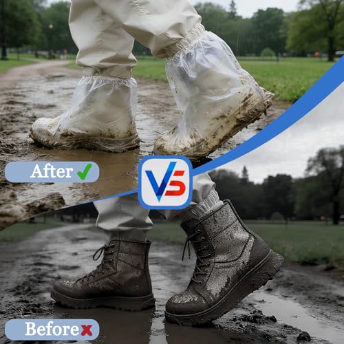 20 PCS (10 Pairs) Waterproof Shoe Covers for Rain, Plastic Shoe Covers Disposable, Rain Shoe Covers for Men Women, Outdoor and Indoor