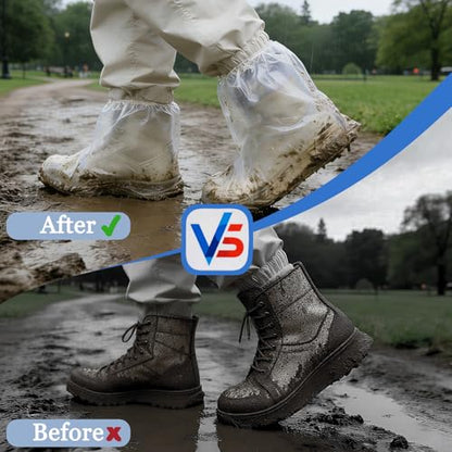 20 PCS (10 Pairs) Waterproof Shoe Covers for Rain, Plastic Shoe Covers Disposable, Rain Shoe Covers for Men Women, Outdoor and Indoor