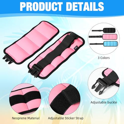 Arrowbash 3 Pairs Ankle Weights for Men Women 0.5lb/1lb/1.5lb Adjustable Swimming Ankle Wrist Weights Bands Set for Pool Aqua Cuffs Aerobics Fitness Jogging Walking Running Yoga - color: Pink Blue Black