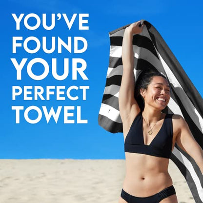 Dock & Bay Beach Towel - Quick Dry, Sand Free - Compact, Lightweight - 100% Recycled - Includes Bag - Cabana - Kamari Charcoal - Large (160x90cm, 63x35) - color: Cabana - Kamari Charcoal, size: Large (160x90cm, 63x35")