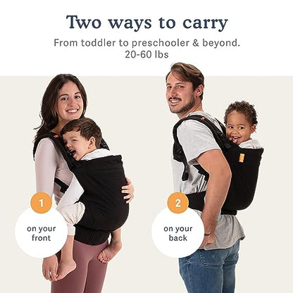 Beco Toddler Carrier with Extra Wide Seat, 100% Cotton - Front-Carry & Backpack Style - Lightweight & Ergonomic Sling Carrier for Children (24-48 Months) - Metro Black - color: Metro Black