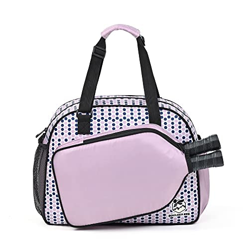 Boulder Bee Pickleball Bags, Premium Pickleball Tote Bag for Girls, Women’s Hand/Shoulder Gym Bag w Water Bottle Holder, with Pickleball Racquet/Paddle Holder - color: Pink Done