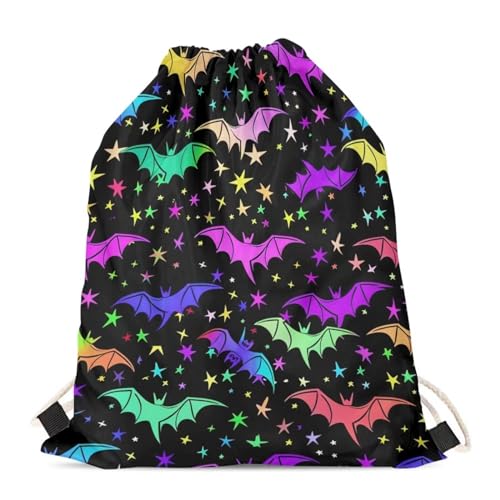 Upetstory Colorful Bat Drawstring Bags for Kids Girls Boys Gifts Drawstring Backpack Women Gym Small Draw String Back Sack Cinch Sackpack for Travel Beach Outdoor Holiday Swimming - color: 1 Bat