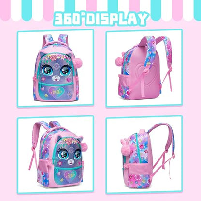 Backpacks for Girls School Bag Cute Girls Backpacks Ages 8-10 Kids Bookbag Set Travel Backpack for Preschool Kindergarten Elementary Students Backpack to School Supplies - color: Flower
