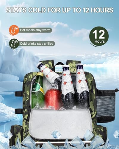 Fishing Backpack, Large Water Resistant Tackle Bag Storage Fishing Gear and Equipment, Built-in Cooler Compartment Green - color: Green Camo