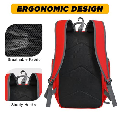 Goloni Basketball Backpack,Large Sports Bag with Ball Compartment & Shoe Compartment, Best for Basketball, Soccer - color: Red