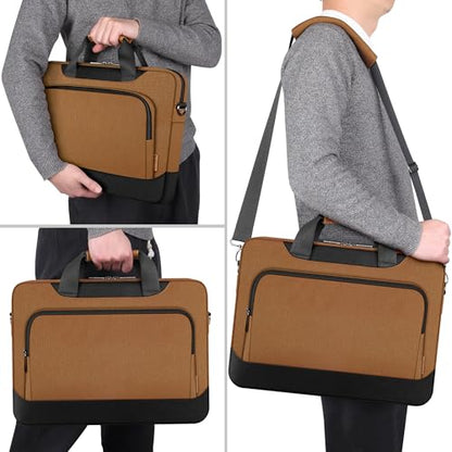 DOMISO 17-17.3 Inch Laptop Bag Large Capacity Shoulder Case for Dell Precision 17/MSI/HP Pavilion 17, Brown - color: Brown, size: 17 - 17.3 Inch