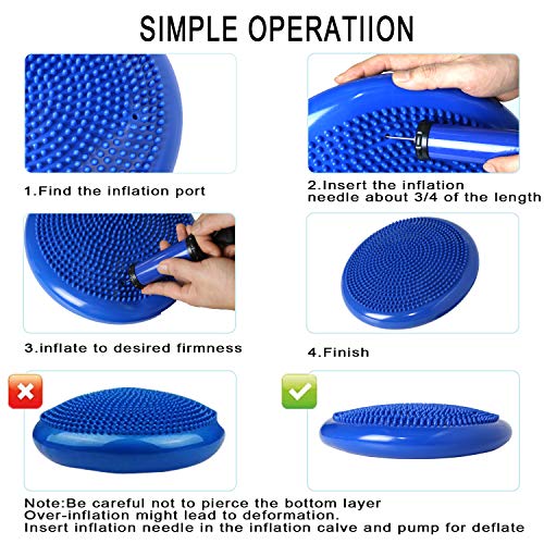 Wobble Cushion, Balance Disc, Wiggle Seat, Balance Pads for Physical Therapy, Stability Disc, Wobble Board for Dogs, Office, Sensory Kids, Classroom with Spiky Massage Ball - color: Blue