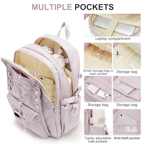 Backpacks For College Students Women,Aesthetic Bookbag,Casual Dayback Small Travel Backpacks,Waterproof Middle School Backpack For Teens Girls Boys(Purple) - color: C5-purple