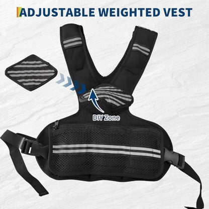 Adjustable Weighted Vest, Neoprene Weight Vest for Jogging,Walking, Running with Reflective Strips and Mesh Pockets - size: 4-10 LBS