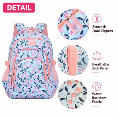 MYGOO Girls School Backpack Archibald Berry Pink Bookbag for Elementary Middle School Ages 5-12, 17 inch Large Capacity 24L Kids Student Travel Bags - color: Archibald Berry Pink