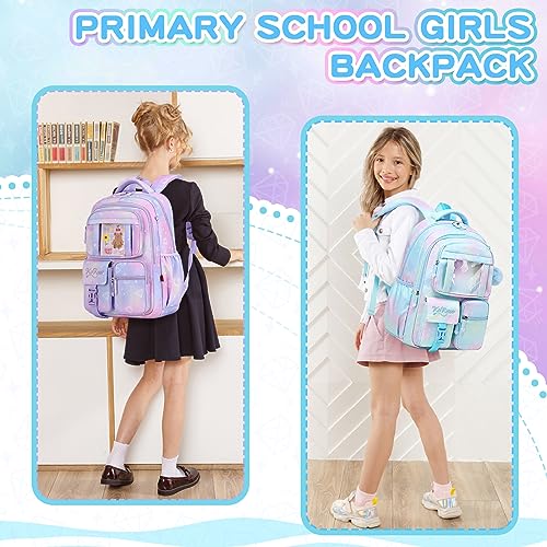 PIG PIG GIRL Kids Backpack for Girls - School Bags for Middle School Students - Book Bag for Elementary Primary - Blue - color: Blue