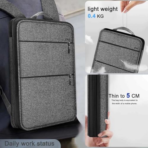 ZINMARK Slim Expandable Laptop Backpack with Small Case for 15-16 inch Notebooks,Water Resistant Computer Bag for College Business for Men Women，Dark Gray Black - color: Dark Gray Black
