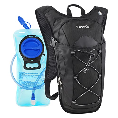 Zavothy Hydration Backpack with 2L Hydration Bladder Water Backpack for Hiking Hydration Pack for Running Cycling Hiking - color: Black