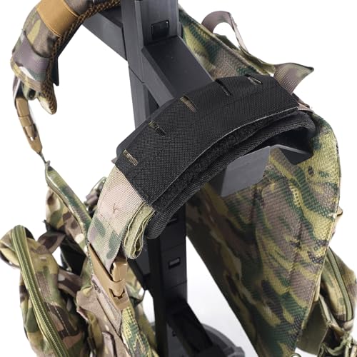 2-in-1 Tactical MOLLE Plate Carrier & Backpack Shoulder Pads - Adjustable, Padded, 500D Nylon, Durable Outdoor Gear for Men & Women - color: Black
