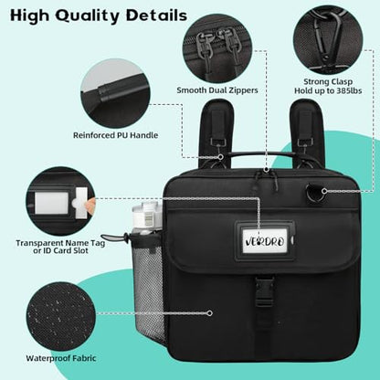 Veirdro 3 Inch D-Ring Zipper Binder Backpack for 700+ Sheets Capacity& 13 Inch Laptop Compartment, Detachable 3-Ring Zip Up Binder Bag with Backpack Straps& Water Bottle Pocket for School (Black)