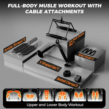 Mikolo Home Gym, Workout Station with 150LBS Weight Stack, Multifunctional Home Gym Equipment, Exercise Equipment for Full Body Strength Training - style: HGS with Cable attachments