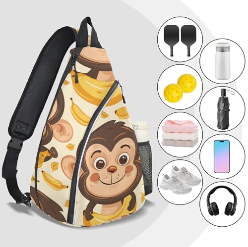 Pickleball Bag for Women Men Adjustable Crossbody Sling Backpack Hold Pickleball Paddle Water Bottle - color: Multicolor 2