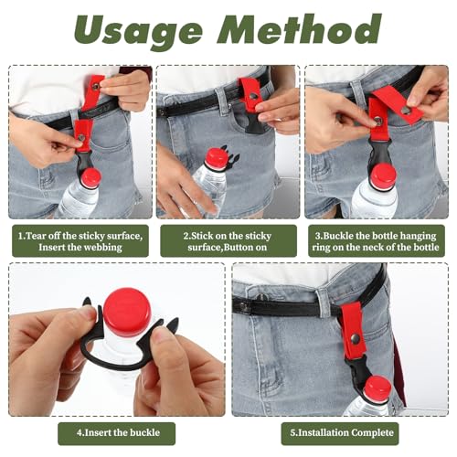 Bottle Clip 4Pcs Water Bottle Hanging Clips Buckle Portable Mineral Water Bottles Ring Holder Keychain Carrier for Backpack Belt Webbing Strap for Outdoor Camping Hiking 1.4 Inch