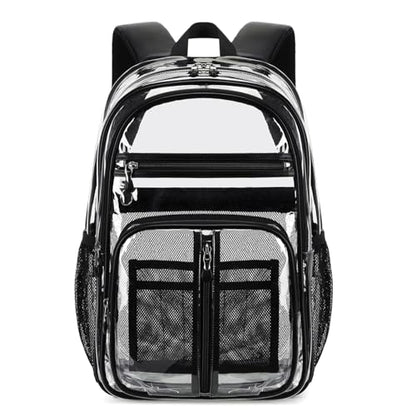Cusangel Clear TPU XL Backpack,18" See Through Heavy Duty Bookbag,18 x8 x13inch X-Large Capacity Stadiums, warehouses,other security check locations(Black) - color: Black-a-18in