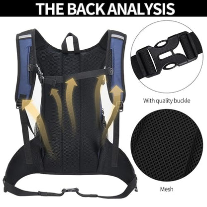18L Hydration Backpack, Lightweight Breathable Hiking Backpack with Reflective Strips, for Riding Camping Running Commuting - color: Dark Blue