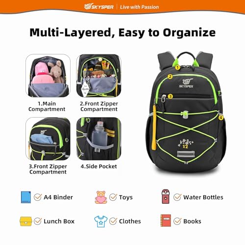 SKYSPER Kids Backpack 12L Children School Bag Child Boy Girl Pack Ages 4-8 for Traveling Day Trips Classes Camping(Grey) - color: Gray, size: Small