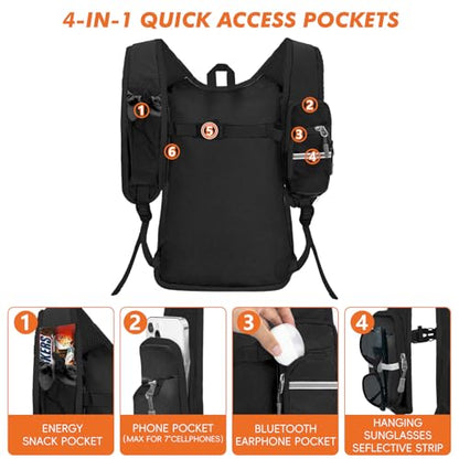 Seektop Small Hiking Backpack Expandable 12L-15L, Lightweight Packable Waterproof Daypack with Phone Pocket for Women Men - color: Black
