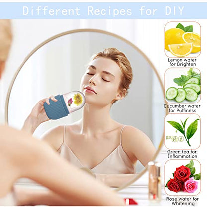 XHJRI Ice Face Roller Massager,Ice Cube Roller for Face, Eyes and Neck Naturally Conditioning and Skin Care,De-Puff Eye Bags,Reduce Migraine Pain,Reusable Massage Silicone Ice Mold (Blue) - color: Blue