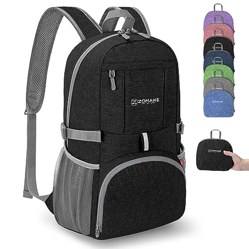 ZOMAKE Ultra Lightweight Packable Backpack 25L,Small Foldable Backpacks Hiking Water Resistant Collapsible Daypack for Women Men(Black-B3) - color: Black-b3, size: 25L
