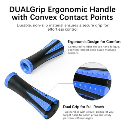 Muscle Roller Massage Roller Stick- Deep Tissue Fascia Blaster for Myofascial Pain Relief, Lymphatic Drainage & Body Sculpting, Handheld Physical Therapy & Recovery Tool (Blue black-18 inch) - color: Blue Black