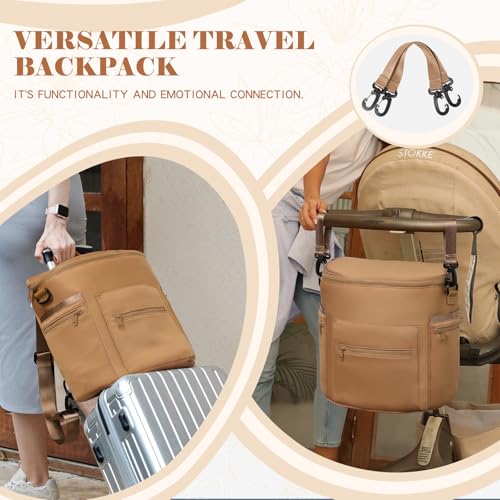 miss fong Neoprene Diaper Bag Baby Diaper Bag Large Capacity Neoprene Backpack with Changing Pad Travel Diaper Backpack with 16 Pockets for Mom & Dad-Brown - color: Neoprene Brown
