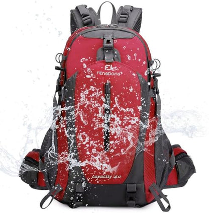 FENGDONG 40L Waterproof Lightweight Hiking,Camping,Travel Backpack for Men Women Red - color: A3- Red