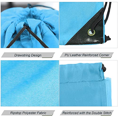 BeeGreen 20 pieces Wholesale Sky Blue Drawstring Backpack Bags Cinch Bags Bulk Heavy Duty String Backpack Machine Washable Lightweight Sackpack Outdoor Sport Bags for Women Men - color: Sky Blue