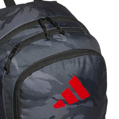 adidas Affiliate School Backpack 28L - color: Woodland Essential Camo Grey Six/Black/Better Scarlet