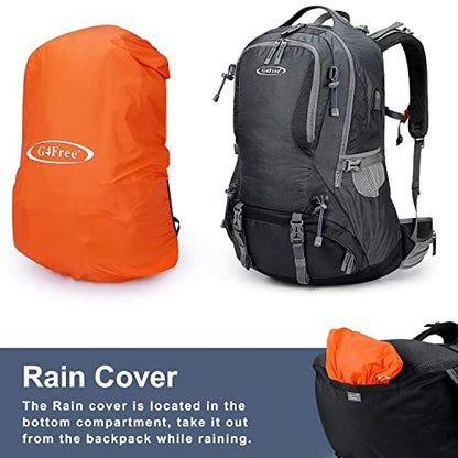 G4Free 50L Hiking Backpack Waterproof Daypack Outdoor Camping Climbing Backpack with Rain Cover for Men Women(Dark Grey) - color: Dark Grey