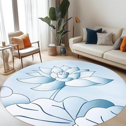 Round Meditation Yoga Mat - Large Lotus Non Slip Natural Rubber Mat for Home, Outdoor Exercise, Meditation, Stretching and Yoga (4Ft) - size: 63‘’