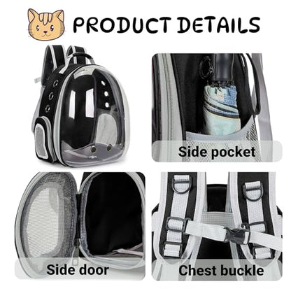Cat Bubble Backpack Carrier for Small Medium Dogs Cats Carrying Bag, Airline Approved Pet Travel Carrying Bag Dog Hiking Walking Outdoor Backpack (Black) - color: Black