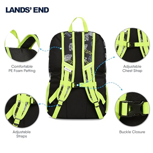 Lands' End Unisex Kids Large ClassMate Lightweight Durable Elementary School Backpack, Black Highlight - color: Black Highlight