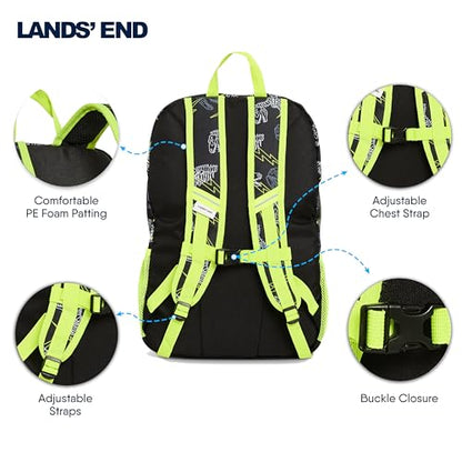Lands' End Unisex Kids Large ClassMate Lightweight Durable Elementary School Backpack, Black Highlight - color: Black Highlight