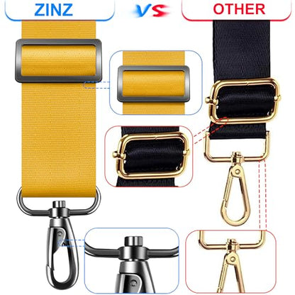 ZINZ 60 Inch Shoulder Strap with Removable Ultra-Thick Pad, Adjustable Buckles Shoulder Crossbody Strap for Luggage Bag - color: Yellow