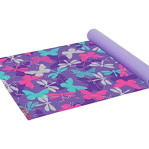 Antsy Pants Yoga Mat for Stretching and Yoga - color: Purple Butterflies